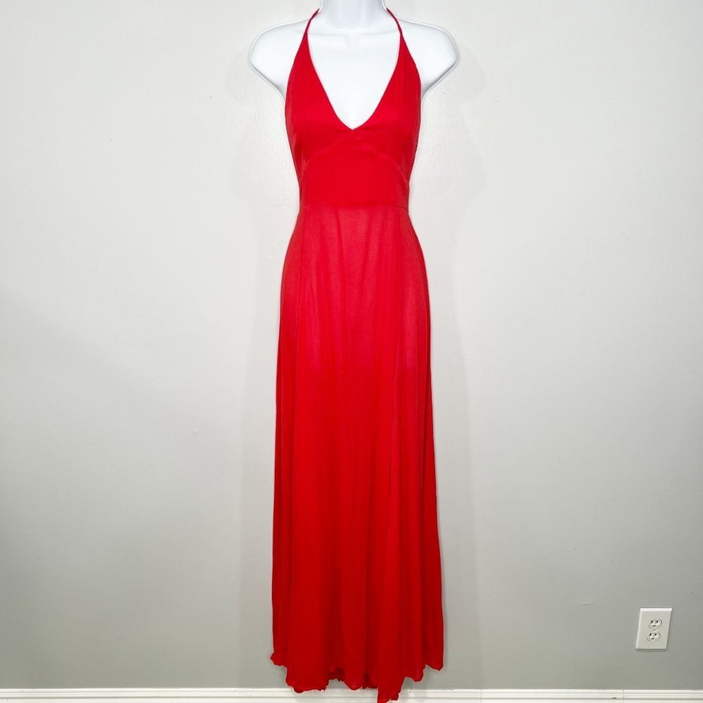 Mustard Seed Red Halter Maxi Dress